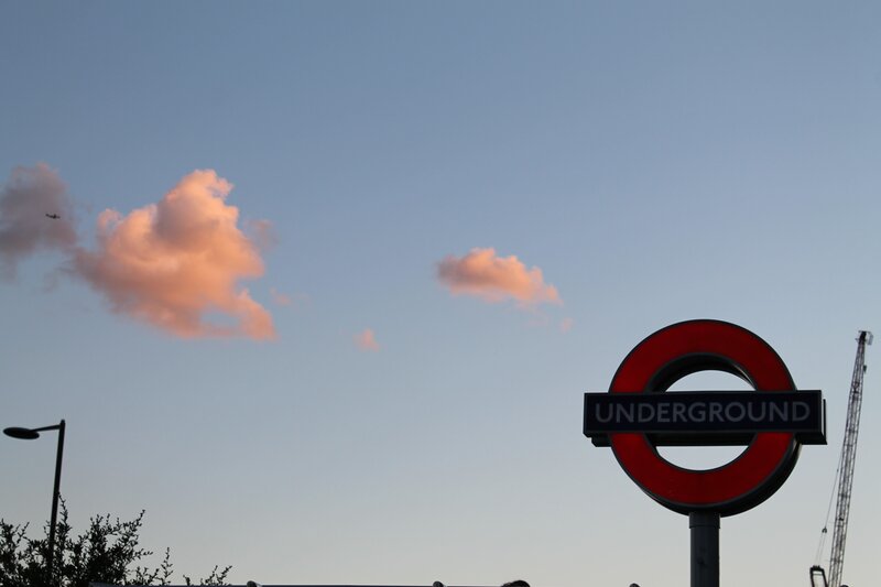 London Underground sign at dusk