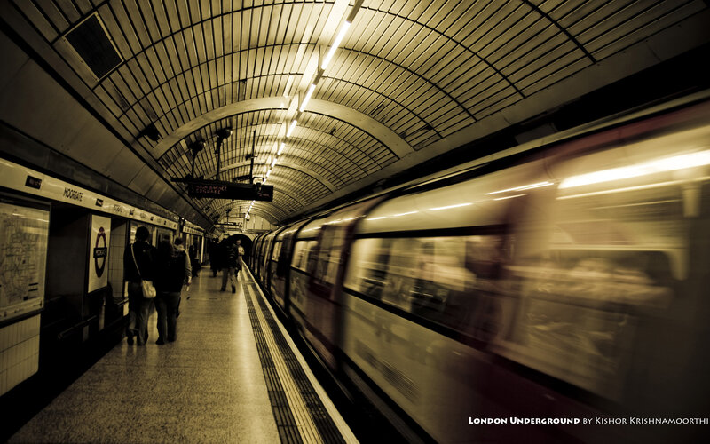 London Underground train in motion