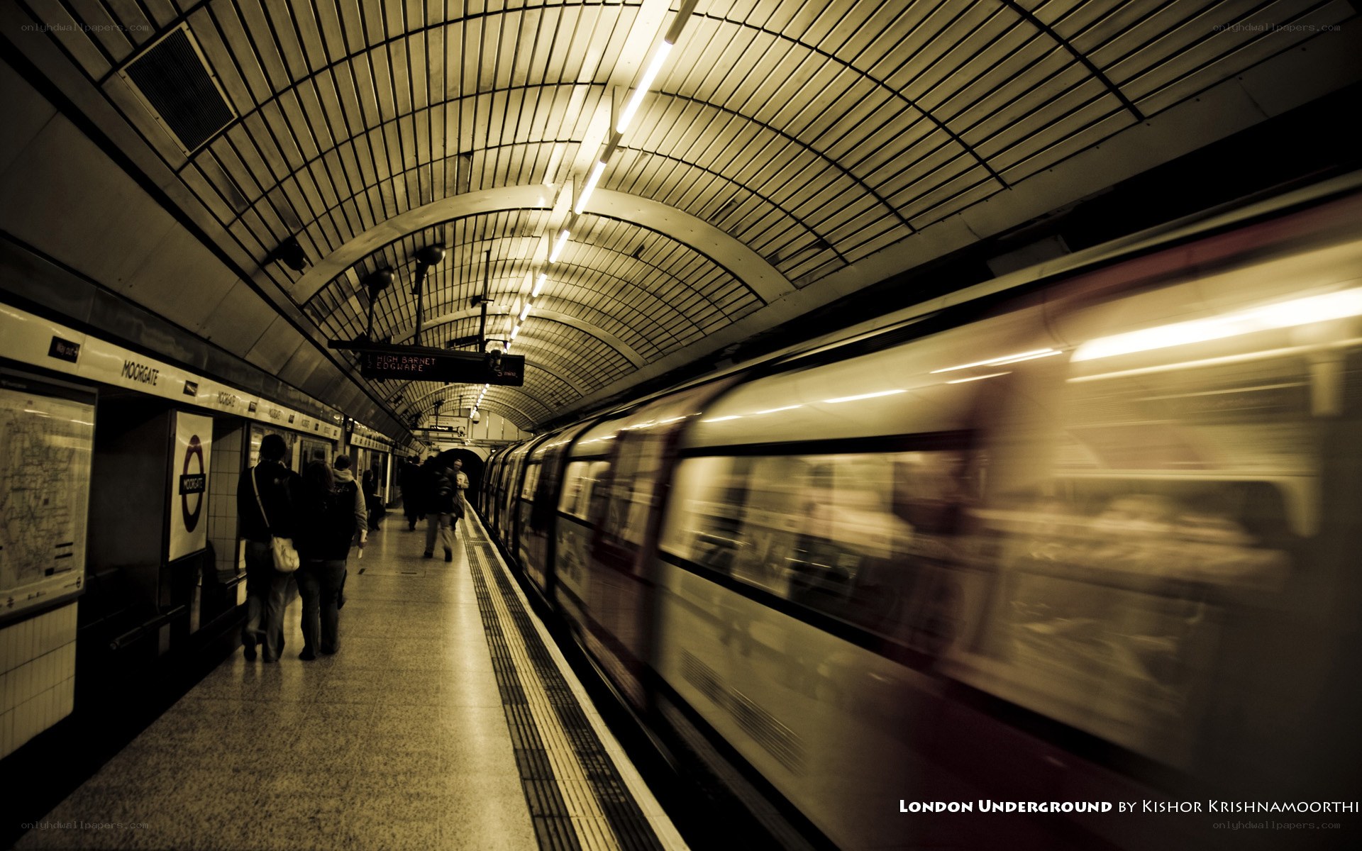 London Underground train in motion