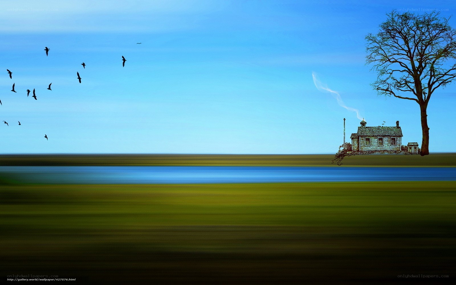 Lone house by the river