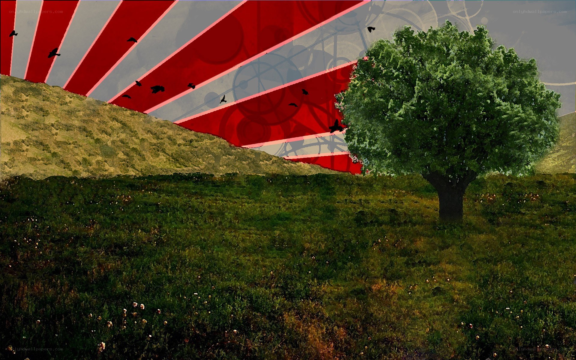 Lone tree in a surreal landscape