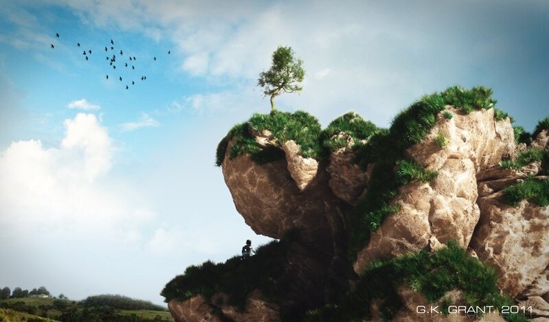 Lone tree on a cliff