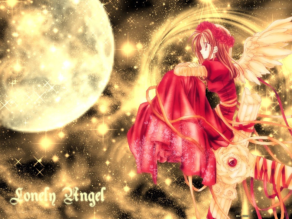 lonely angel with moon