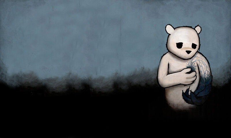 lonely bear with tattoo