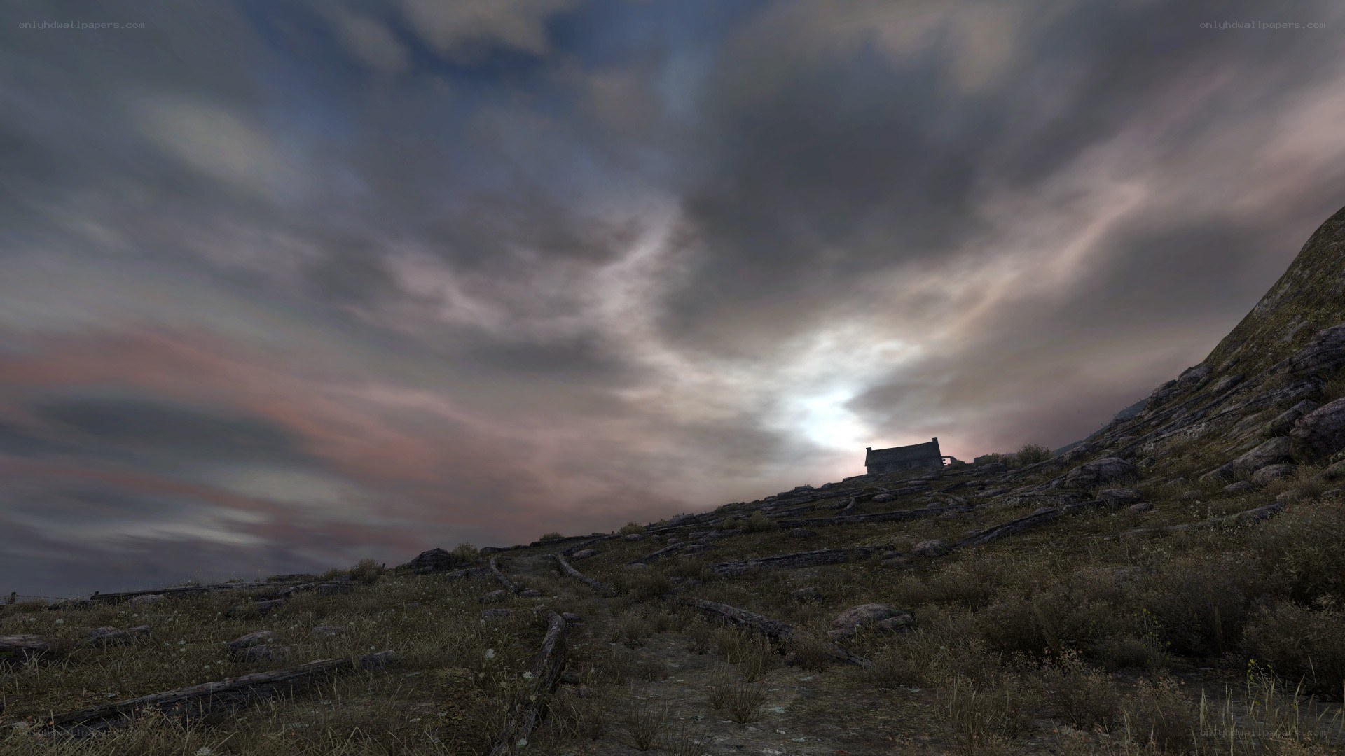 lonely cabin on a hill