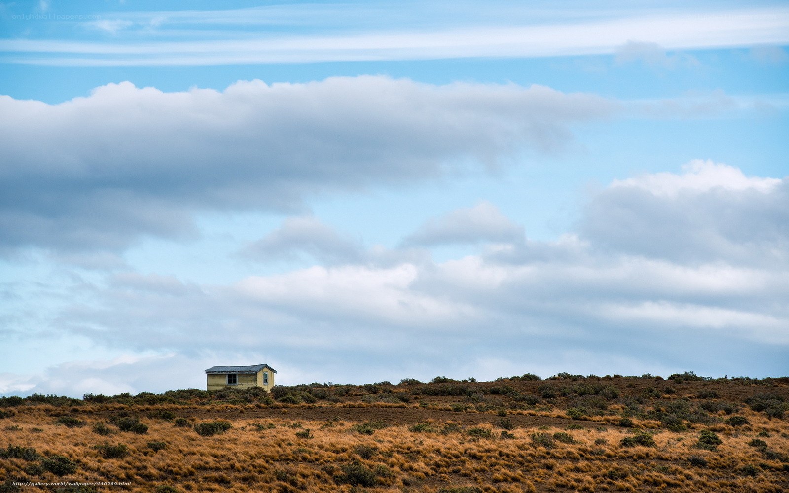 lonely cabin on a hill
