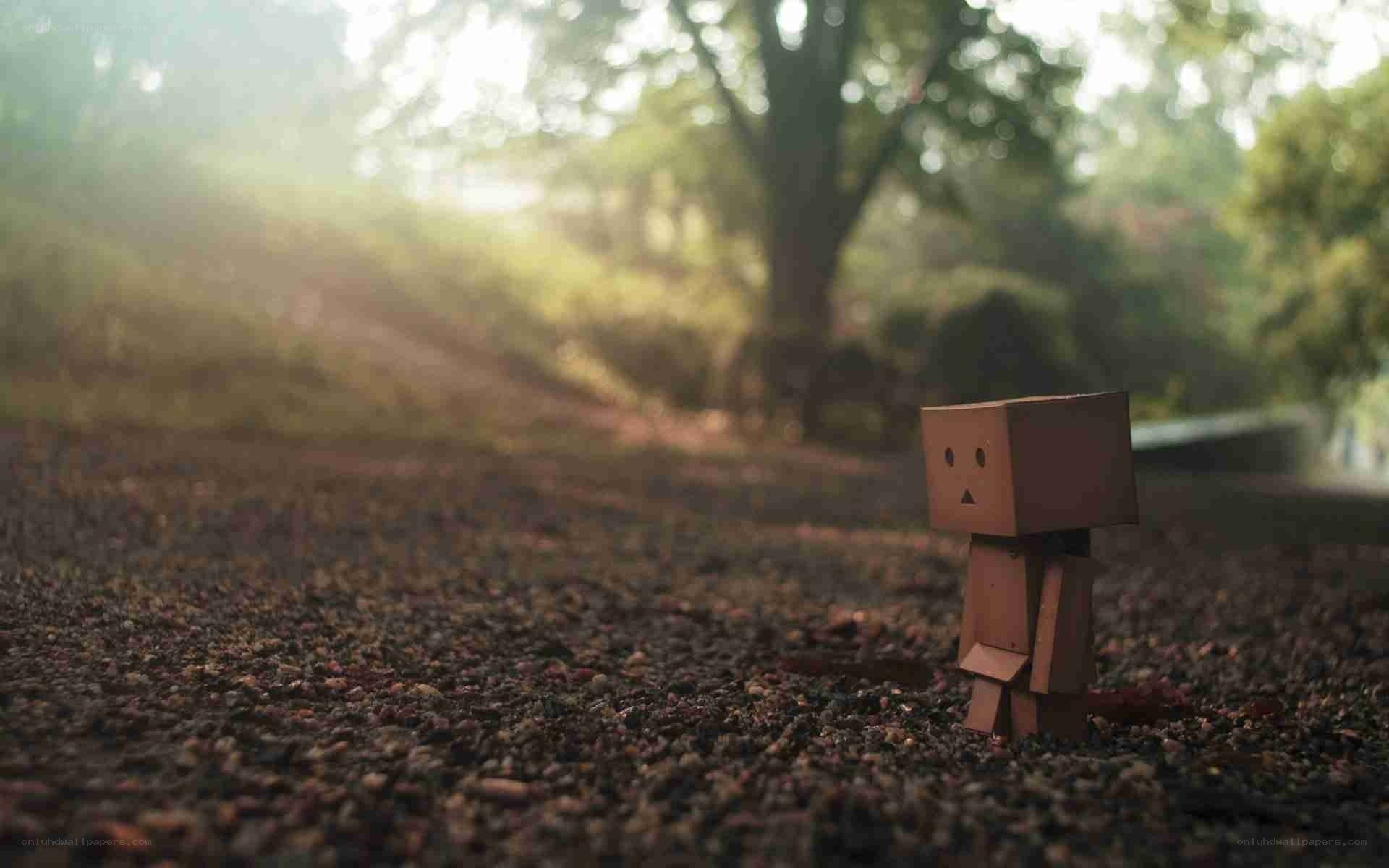 lonely cardboard figure in park