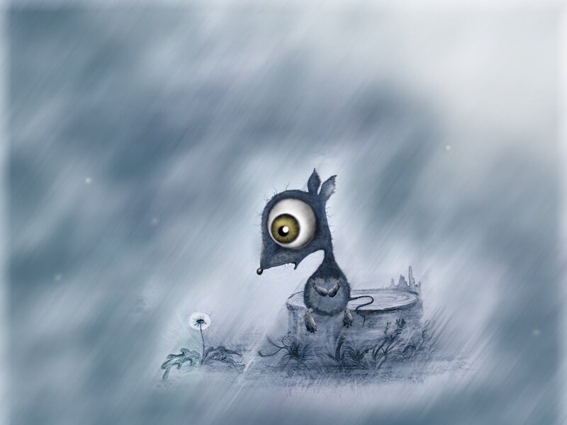 lonely creature in storm