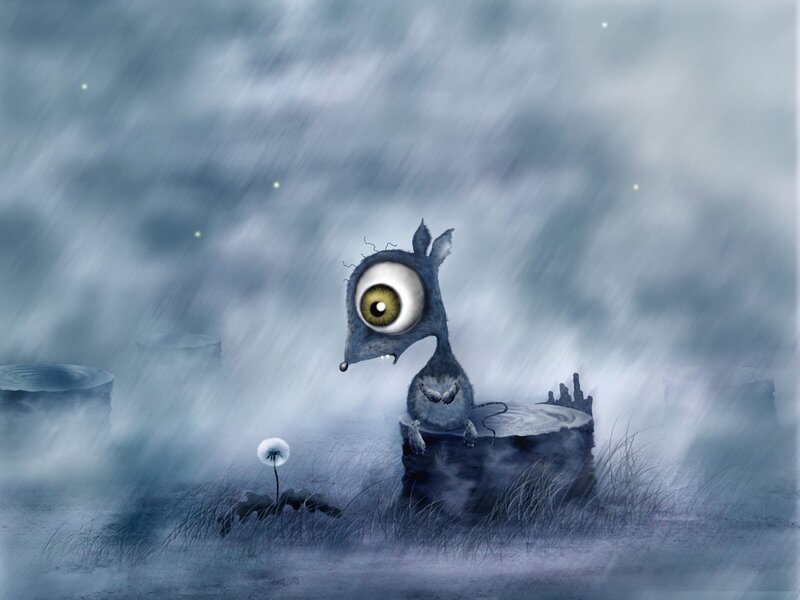 lonely creature in the rain