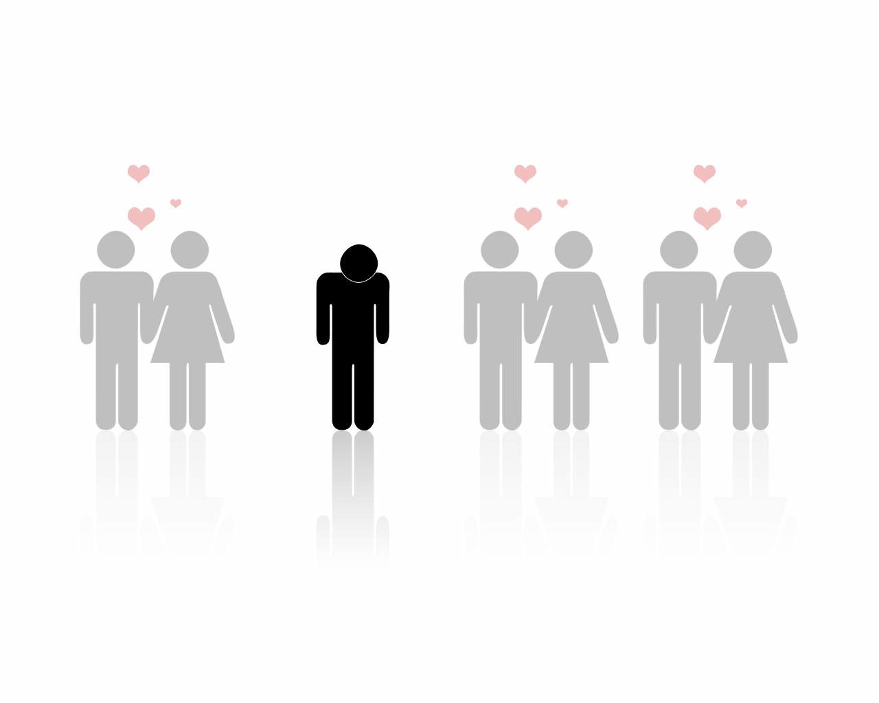 lonely figure among couples