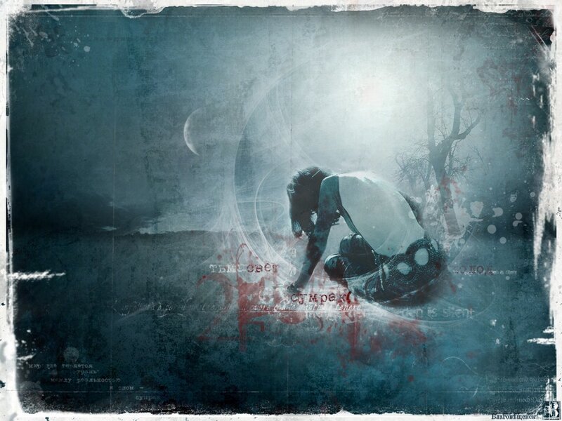 lonely figure in a dark landscape