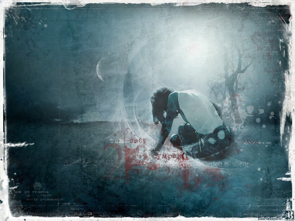 lonely figure in a dark landscape
