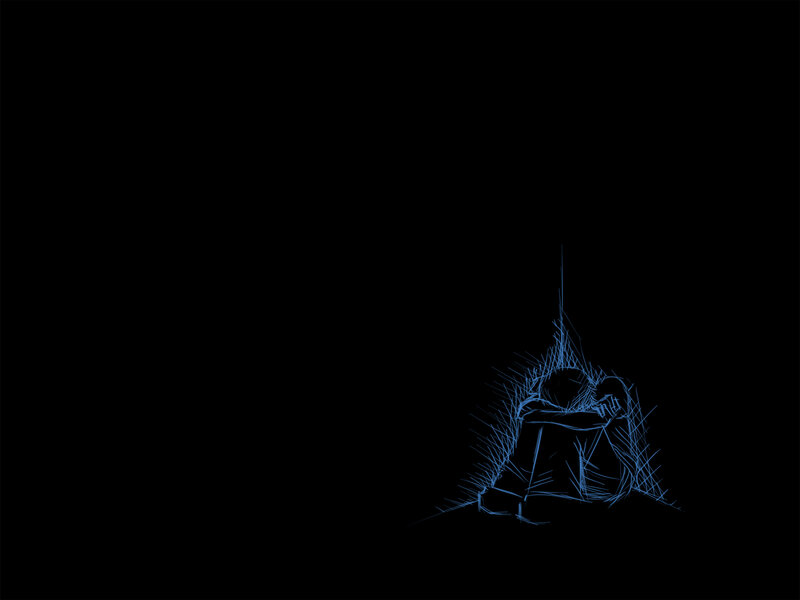 lonely figure in darkness