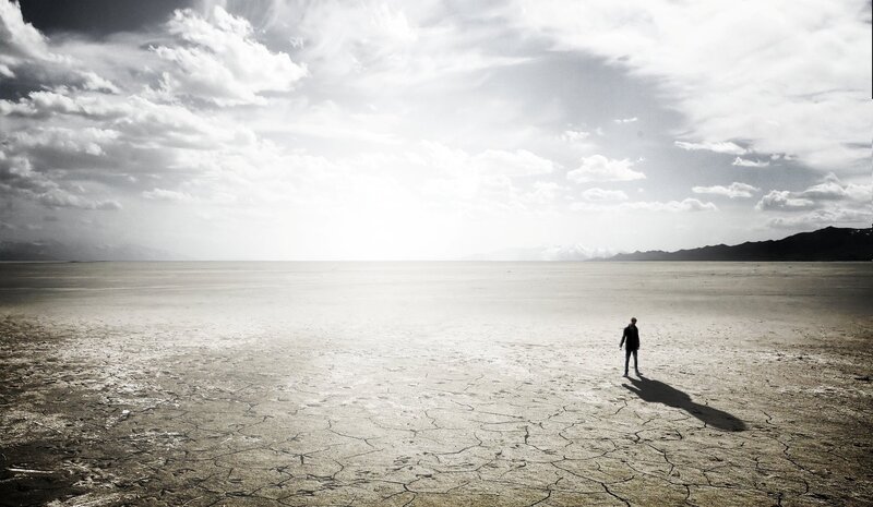 lonely figure in desert