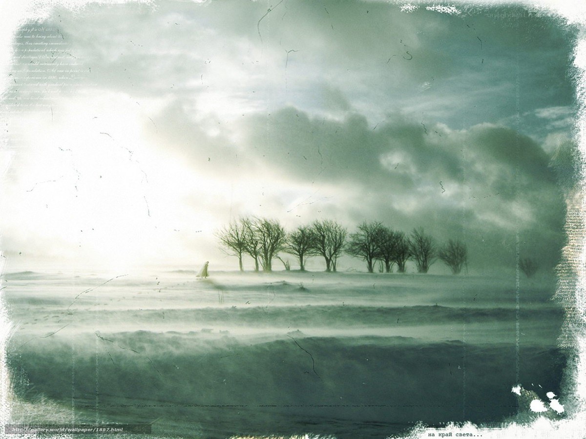 lonely figure in misty landscape