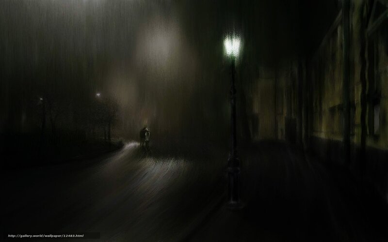 lonely figure in rainy night