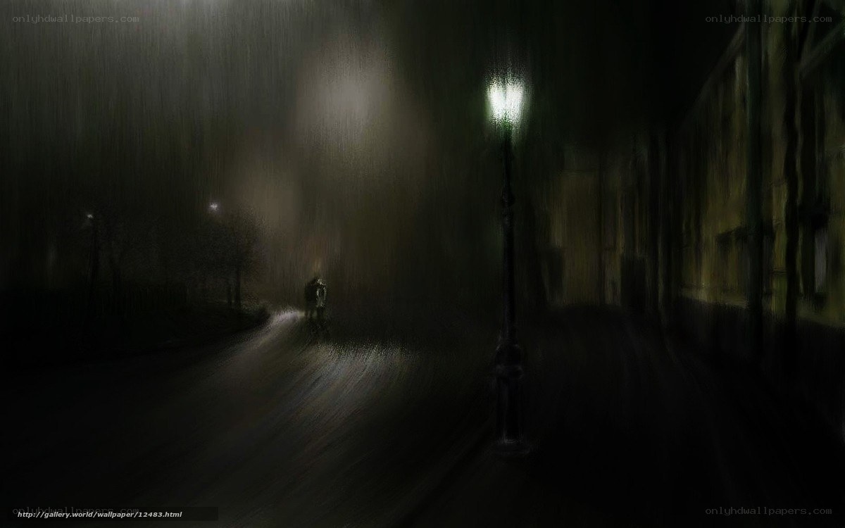 lonely figure in rainy night