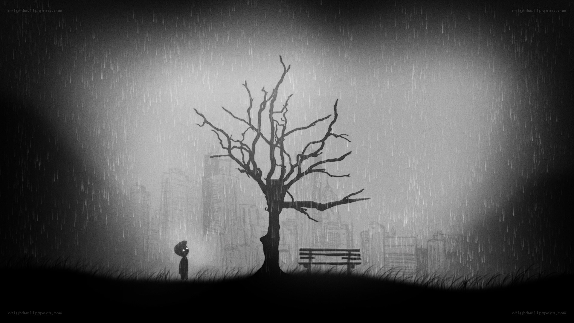 lonely figure in the rain