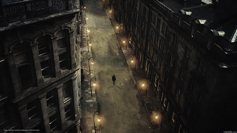 lonely figure on a city street