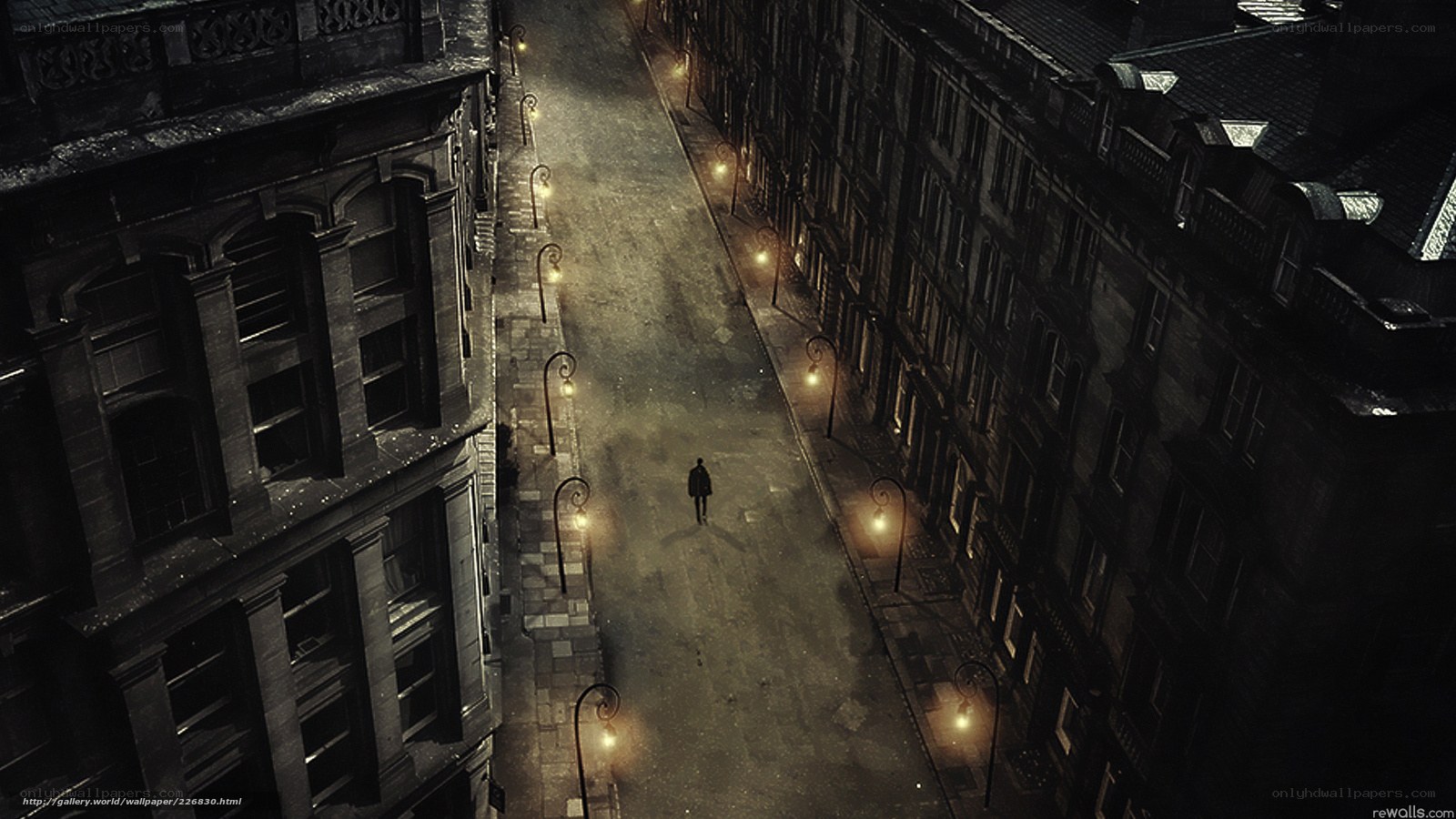 lonely figure on a city street