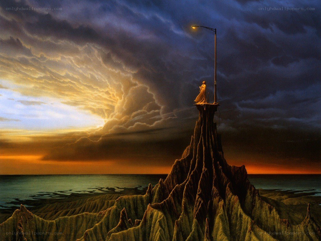 lonely figure on a cliff