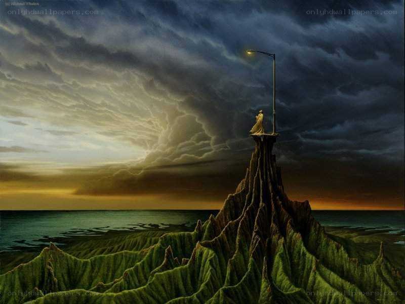 lonely figure on a cliff
