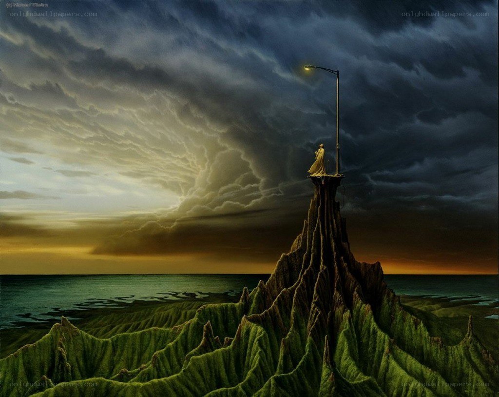 lonely figure on a cliff