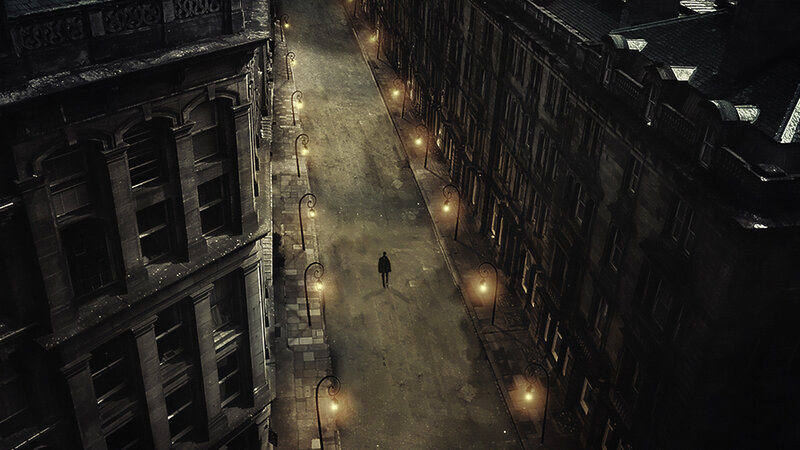 lonely figure on a dark street