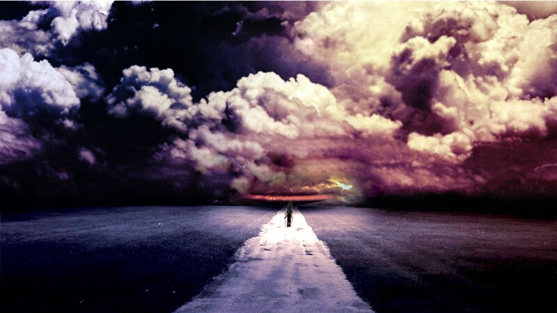 lonely figure on a path
