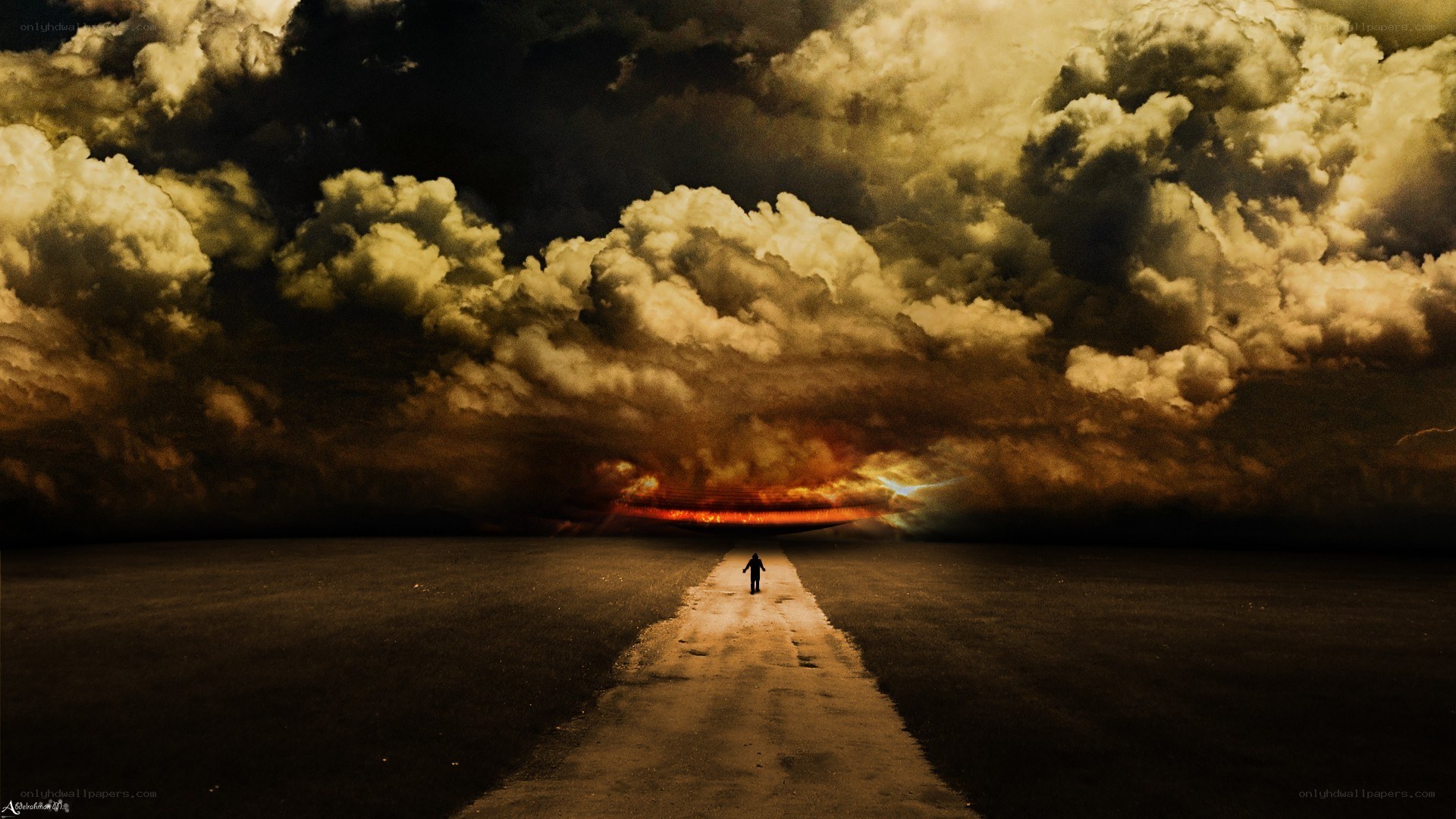 lonely figure on a road