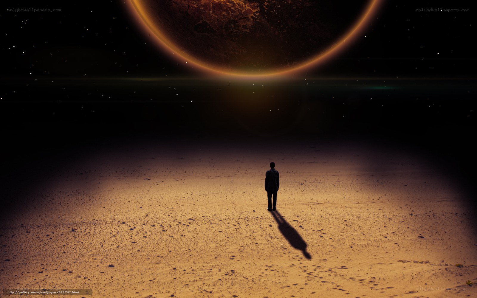 lonely figure on alien planet