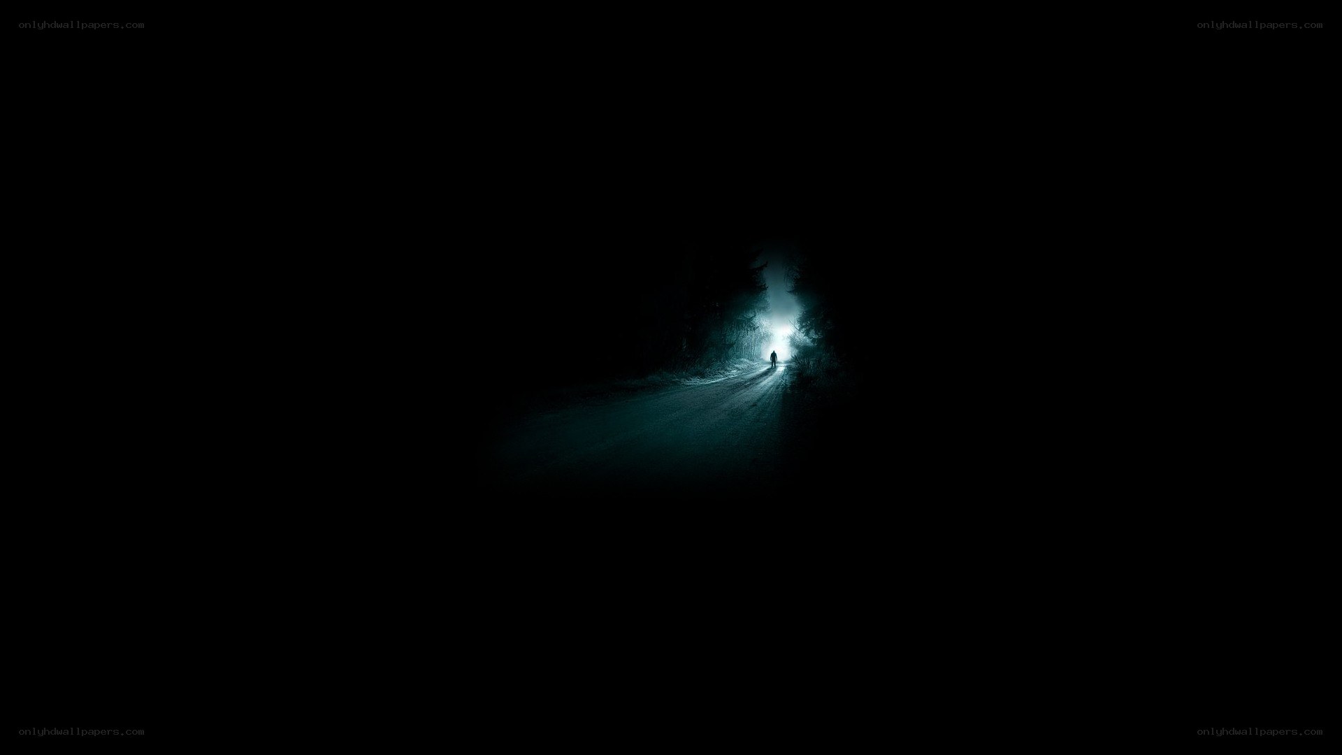 lonely figure on dark road