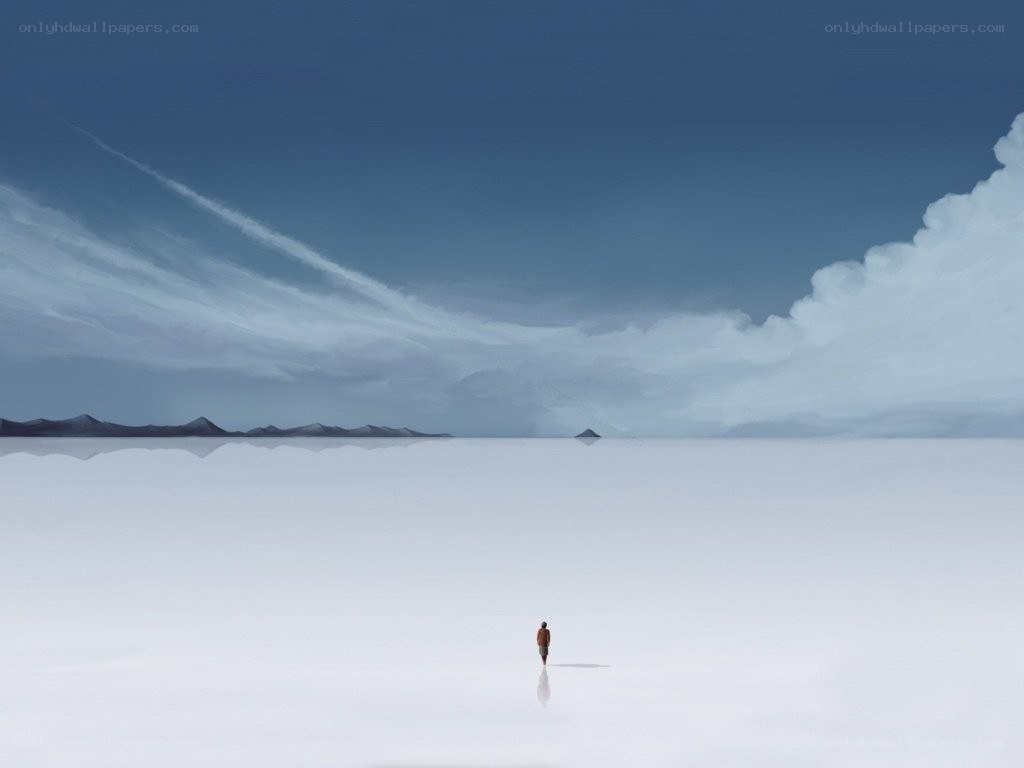 lonely figure on salt flat