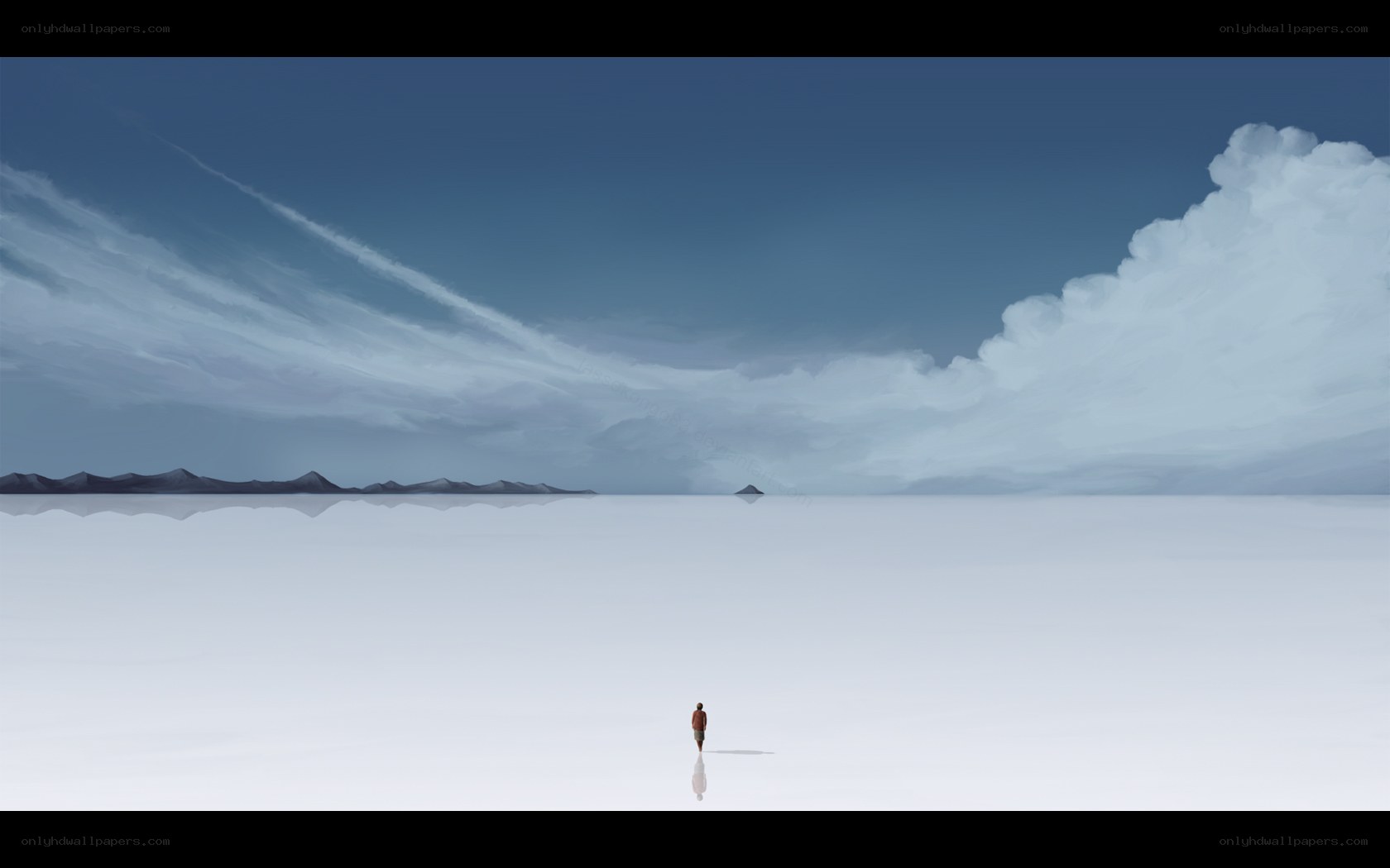 lonely figure on vast plain