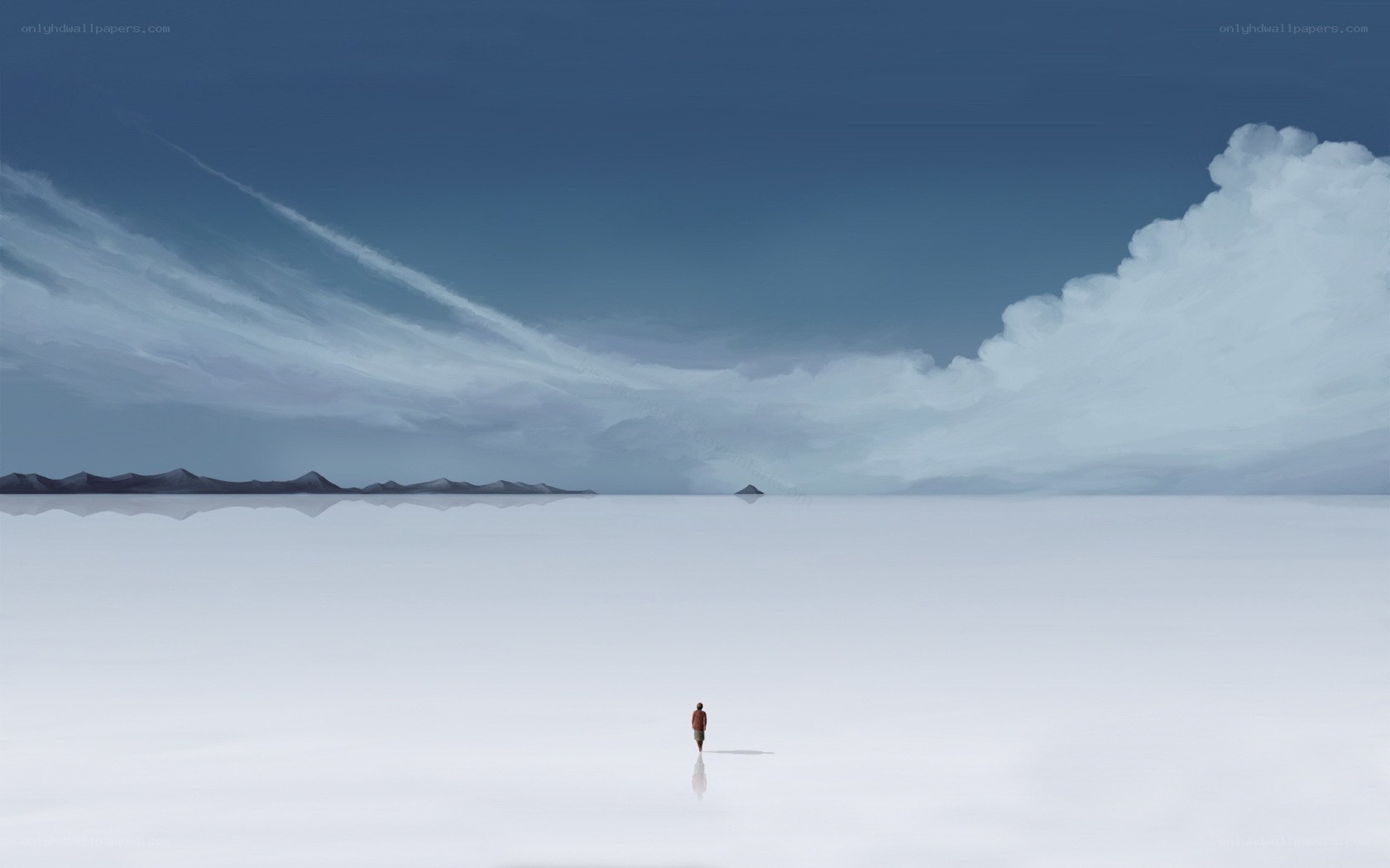 lonely figure on vast plain