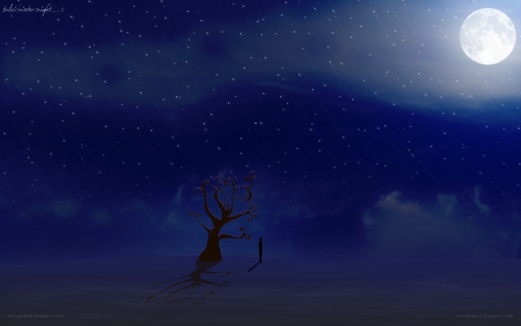 lonely figure under moonlight