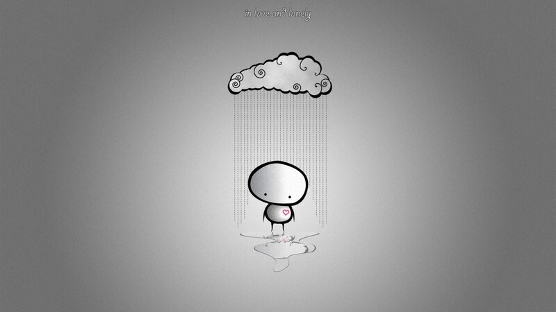 lonely figure under rain cloud