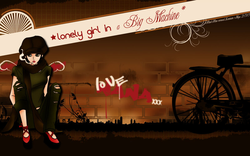 lonely girl in a big machine