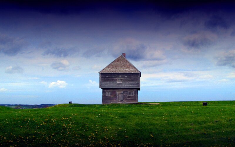 lonely house on a green hill