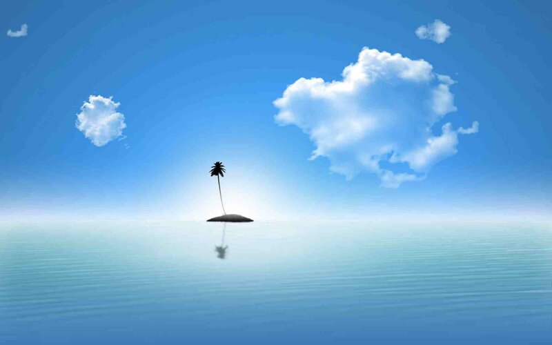 lonely island with palm tree