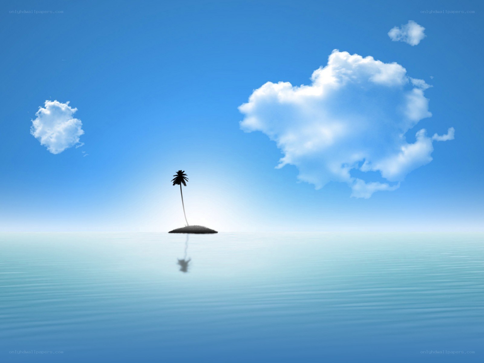 lonely island with palm tree