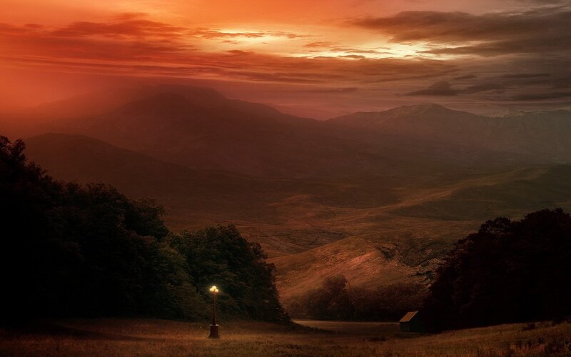Lonely Lamp in Valley