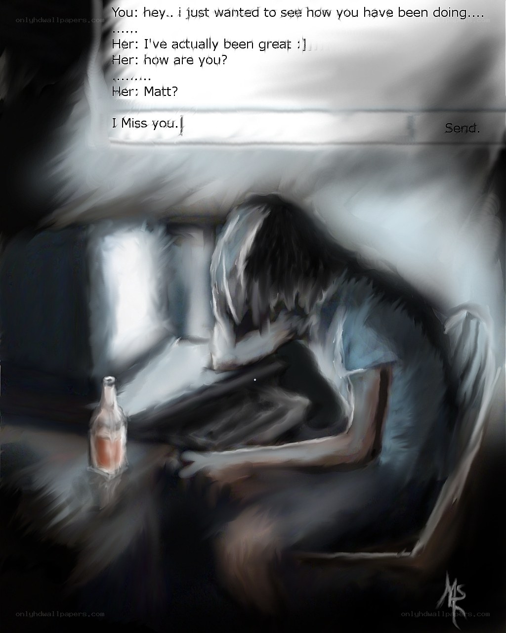 lonely person texting
