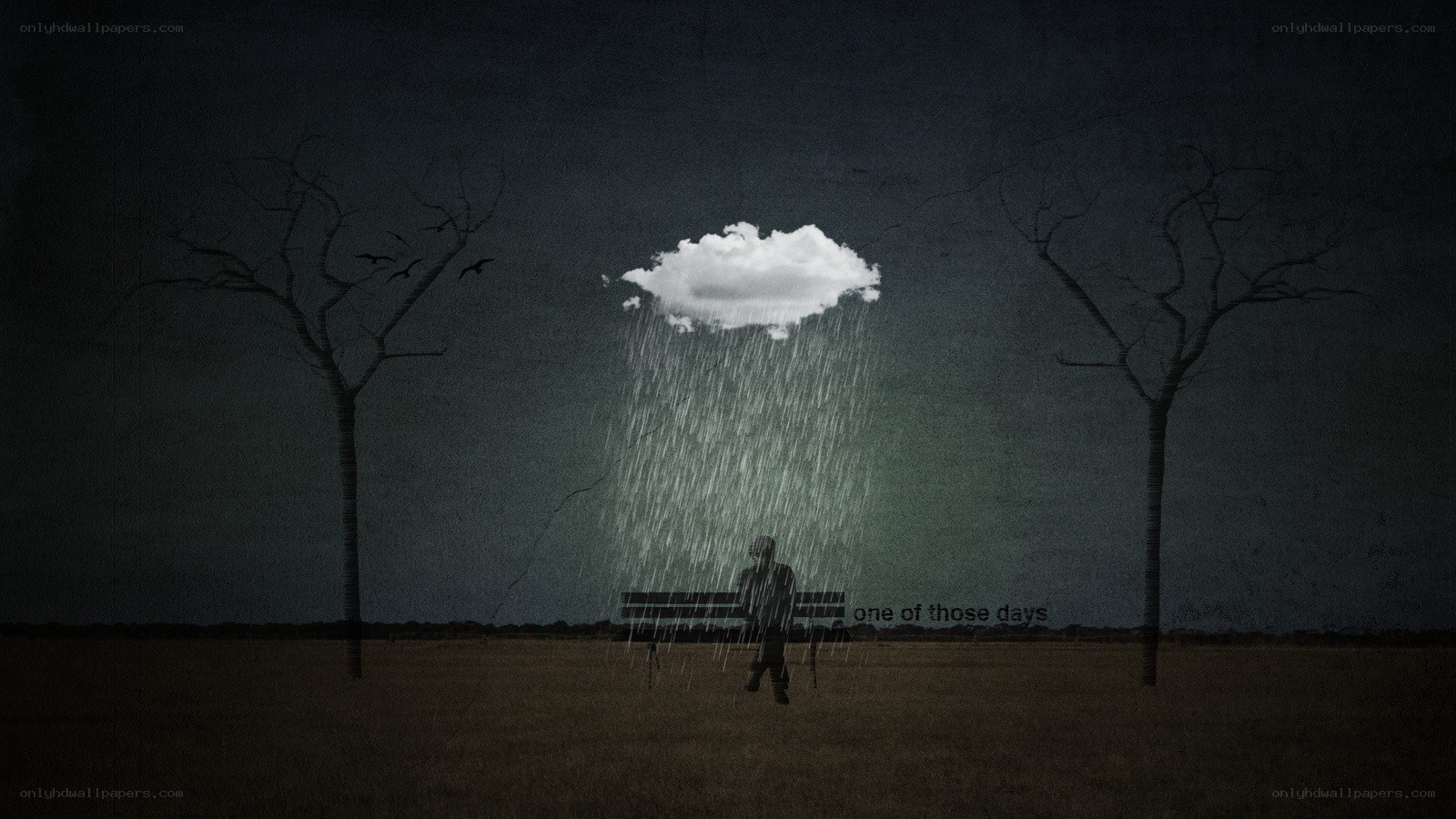 lonely person under a rain cloud