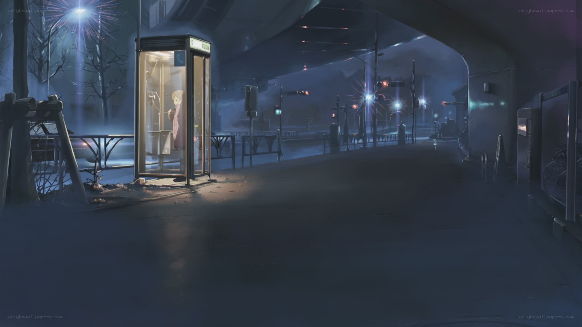 lonely phone booth at night