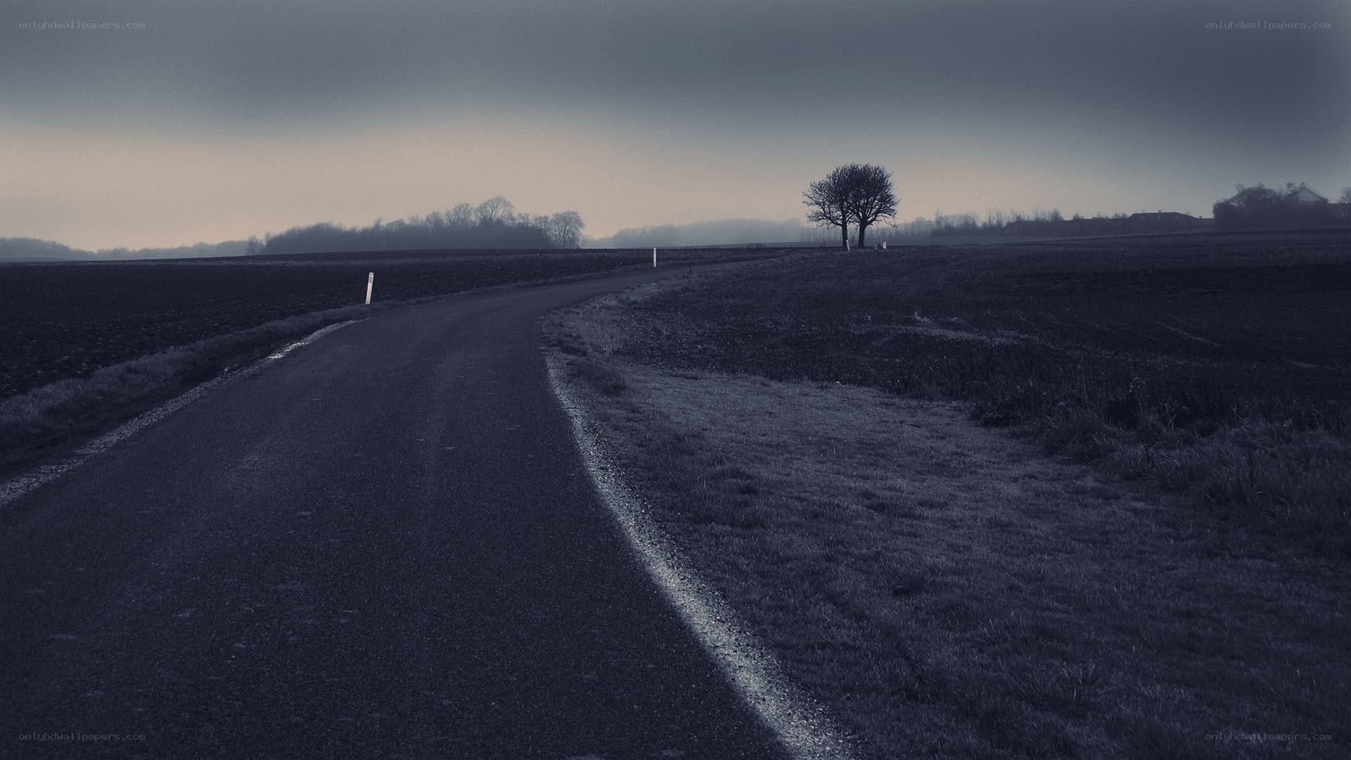 lonely road at dusk
