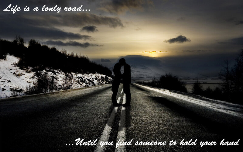 lonely road at sunset