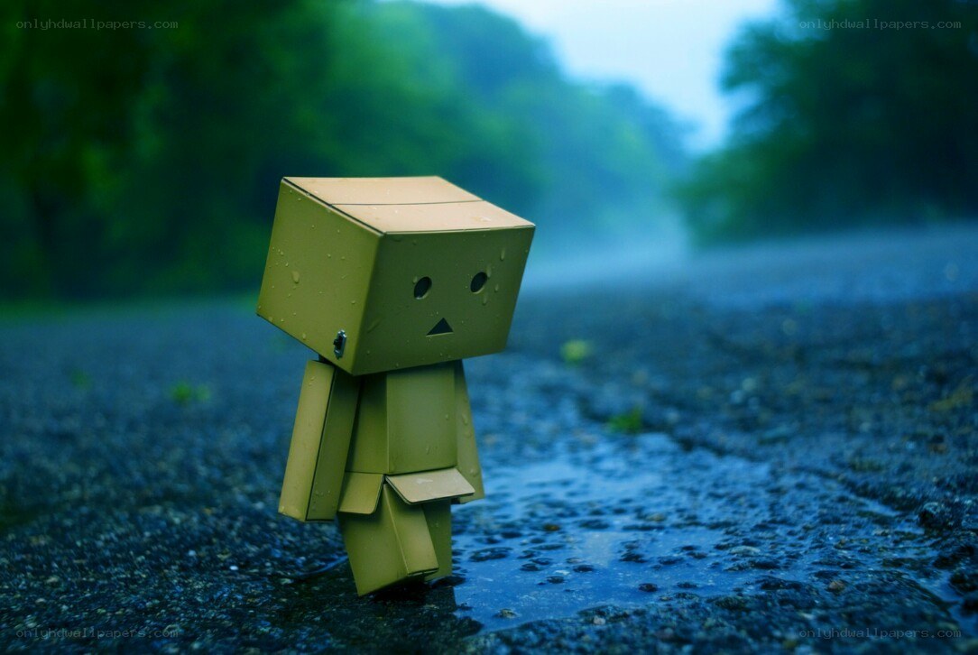 lonely robot in the rain