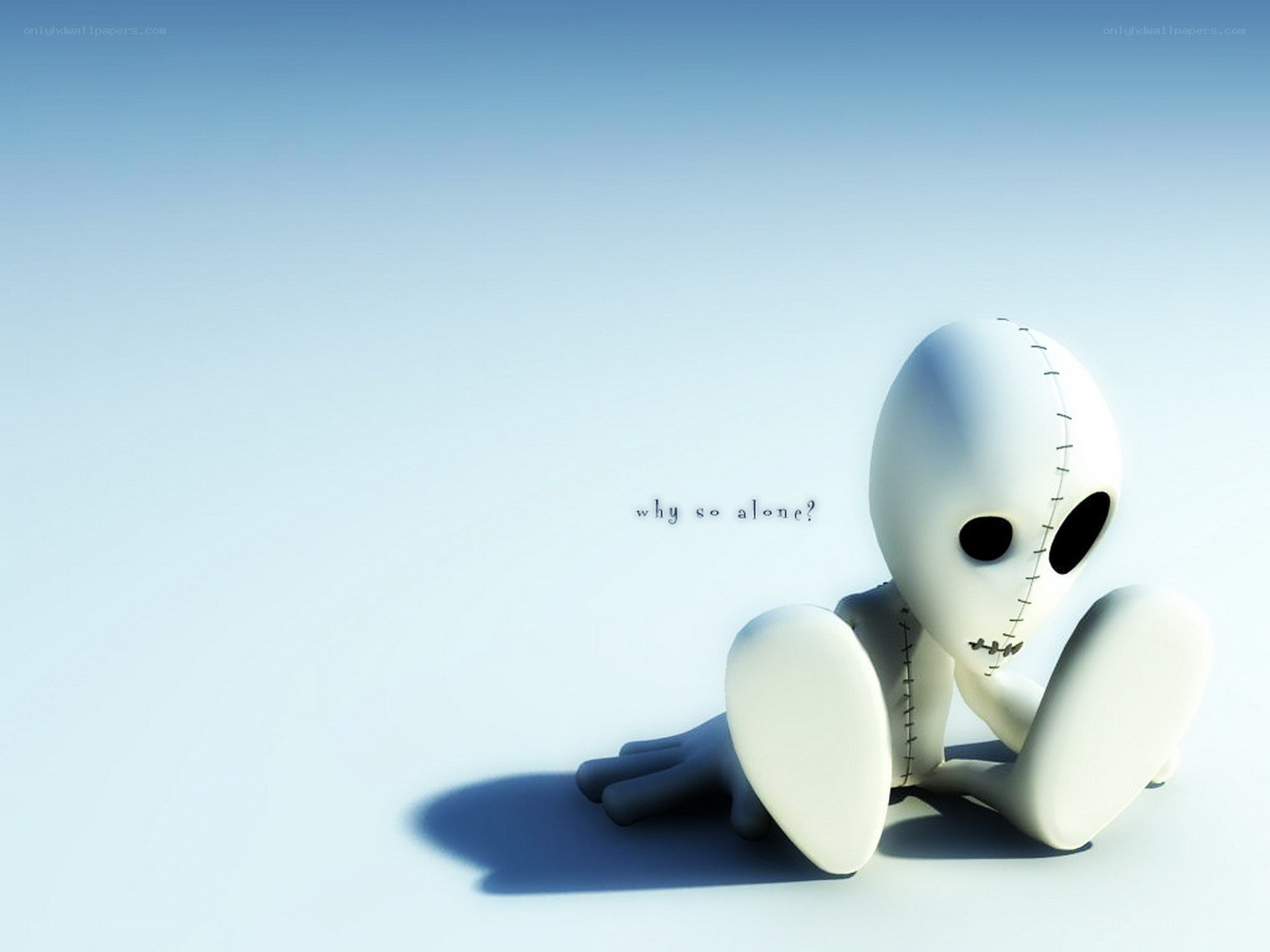 lonely stitched figure