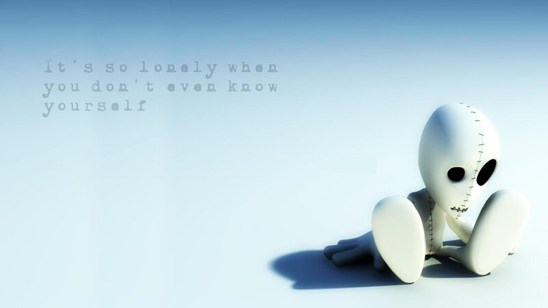 lonely stitched figure